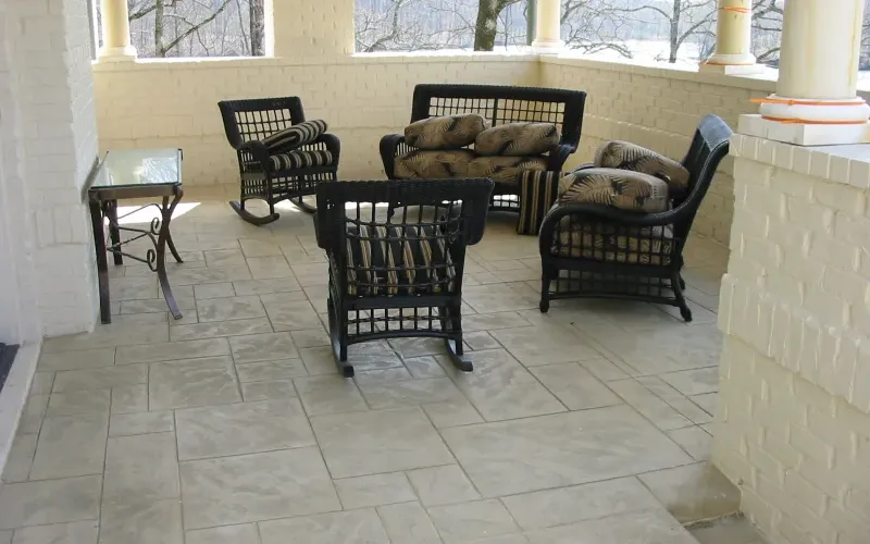 Stamped concrete porch.