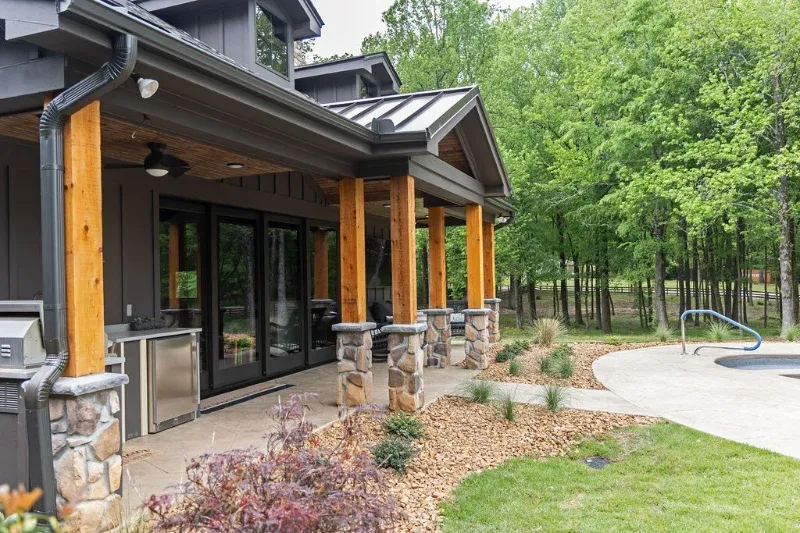 Custom outdoor patio with wood columns