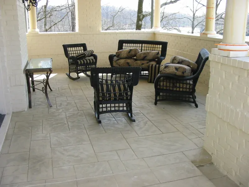 Stamped concrete porch.
