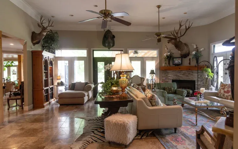Stained concrete living room