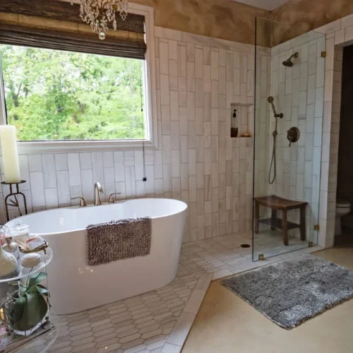 Bathrom remodel with tile and custom tub