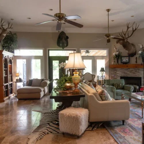 Stained concrete living room